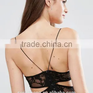 2016 Hot-sale Cut-out Back Lace Inserts Soft-touch Jersey Cami Straps Close-cut Bodycon Fit Lace Bra Back Midi Sexy Dress thumbnail-5