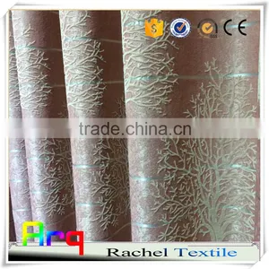 Simple Pattern 100% Blackout Flocked Fabrics for Curtain in Bedroom Living Room-silk Like Polyester Material thumbnail-2