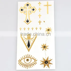 Wholesale Shiny Foil Temporary Tattoos Flash Gold Body Art Tattoos Water Transfer Fake Jewelry Tattoos Factory thumbnail-1