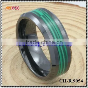2014 Green Carbon Fiber Inlay Ladies Ceramic Rings thumbnail-1