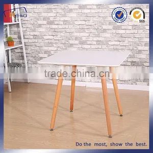2016 New Design MDF White High Gloss Top Wood Legs Dining Table thumbnail-1