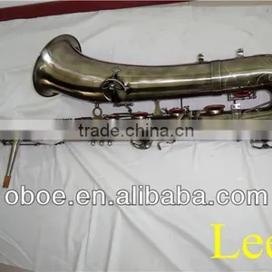 Woodwind Musical Instrument Antique Gold Finish Bb Brass Professional Bass Saxophone--337G thumbnail-1
