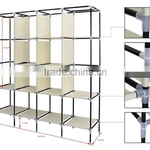 Assemble Multi-compartment Collapsible Closet Cabinet Wardrobe, Non-woven Fabric Wardrobe Cabinet thumbnail-4