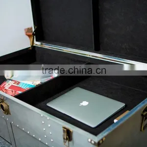 Aviator Coffee Table Riveted Aluminum Metal Modern Design thumbnail-3