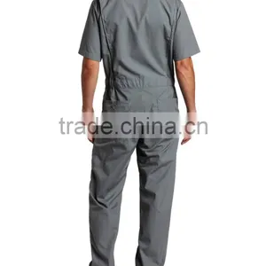 China Supplier 60% Cotton 40% Polyester Poplin Fire Retardant Large Back Pockets Men's Short Sleeve Khaki Coverall thumbnail-4