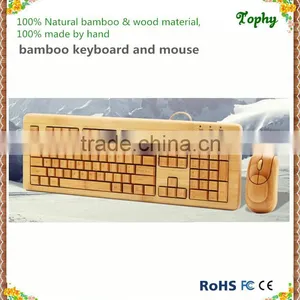 Factory Supply 100% Bamboo Handcrafted Keyboard and Mouse Combo, Wired and Wireless Style Both Available thumbnail-2