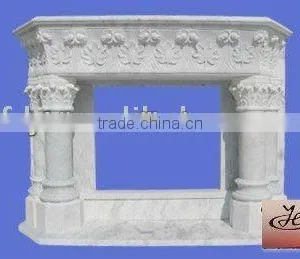 White Marble Fireplace Mantel With Columns thumbnail-1