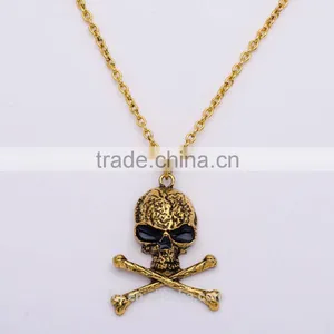 Hiphop Imitation Jewelry Halloween Necklace Punk Skull Pendant With Bone Statment Necklace Sweater Chain Yiwu Factory thumbnail-5