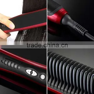 3 In 1 LCD Display Black Mix Red Hair Stright Care Electric Hair Striaghtener And Curling Brush thumbnail-5