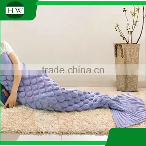Wholesale Custom Various Colors Knitted Mermaid Tail Blanket for Children thumbnail-1