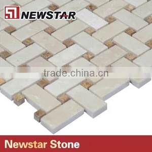 Weave Shape Cream Marfil & Dark Emperador Marble Mosaic Manufactures thumbnail-2