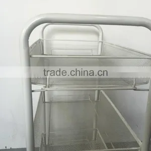 Metal Mesh Trolly Organizer Shelves Handle Portable Storage Rack thumbnail-5