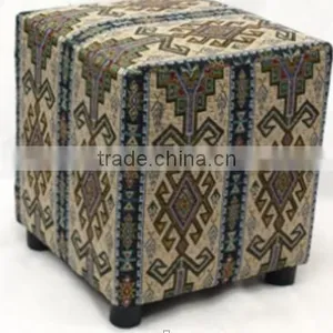Dark Printing Moroccan Pouffe, Cube thumbnail-1