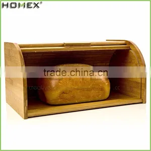 Bamboo Bread Box Storage Bin With Roll Up Cover/Bread Keeper Box/Homex_FSC/BSCI Factory thumbnail-1