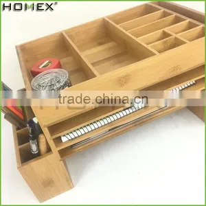 Bamboo Desktop Supplies Caddy School Stuff Storage Organizer Homex-BSCI Factory thumbnail-2