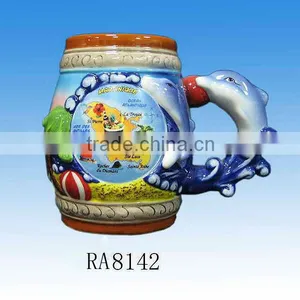 Popular Ceramic Souvenir Beer Mug With Dophin Design thumbnail-1