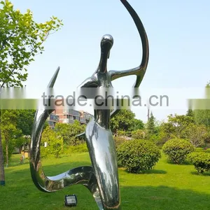 Stainless Steel Modern Woman Sculpture Dancing Outdoor Garden Decor thumbnail-2
