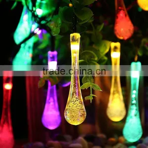 Solar Recharged LED Outdoor Multi-color Water Drop Fairy Lights thumbnail-1