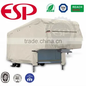Deluxe 300D Polyester Waterproof Fifth Wheel Fiver Wheel Trailer Caravan Motorhome RV Cover thumbnail-1