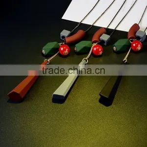 Europe America Popular Geometric Pendant Beads Necklace Rubber Hand Painted Beads Pendant Long Necklace thumbnail-1