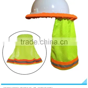 SAFETY HARD HAT NECK SHIELD / HELMET SUN SHADE HI VIS REFLECTIVE STRIPE thumbnail-1