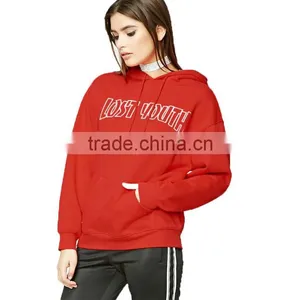 Cheap Custom Made Plus Size Red Long Sleeve Women Hoodie Sweatshirt Winter Graphic Print Plain Pullover Hoodie For Sale thumbnail-1