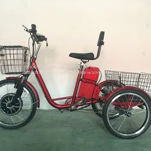 350Вт, 48В электрический трицикл с передней и задней корзиной, EWheels электротрицикл для взрослых thumbnail-2