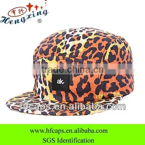 2013 Fashion Leopard Printded Snapback Cap and Hat Blank Custom 5 Panel Flat Bill Cap and Hat thumbnail-1