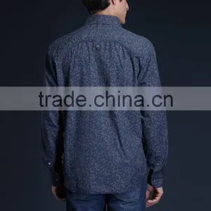 Fashion Long Sleeve Casual Design High Quality 100%Cotton Print Men Shirt thumbnail-2