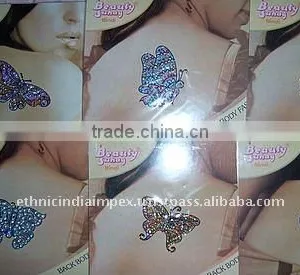 Multicolor BUTTERFLY CRYSTAL BACK BODY TATTOO BINDI STICKER , PAYPAL thumbnail-1