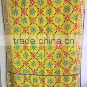 Yellow Multicolor PHULKARI GEORGETTE DUPATTA SHAWL, Hand Embroidery thumbnail-1