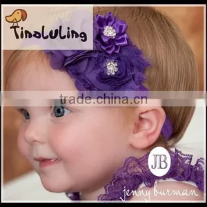 Korean Fashion Cheap Chiffon Mesh Flower Elastic Baby Headband Wholesale thumbnail-1