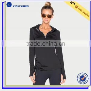 2016 Winter Wholesale Women Long Sleeved Sweat100% Cotton Plain Full Zip Hoodie thumbnail-3