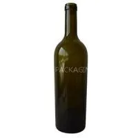 Good Quality 750ML Antique Green Bordeaux /Conical Glass Wine Bottle With Cork Supplier thumbnail-1