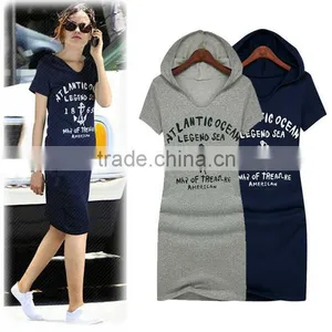 Onen Trade Assurance Casual Elegant Woman Girl Cotton Slim Dress Short Sleeve Hoodie Dress 3064 Outlet Fash thumbnail-1