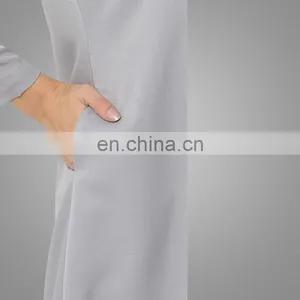 Muslim Women Long Dress Front Pleated Grey Dress Islamic Clothes thumbnail-4