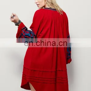 Ladies High Quality Dress Shirt Balloon Sleeve White Long Blouse Dress Boho Styles thumbnail-5