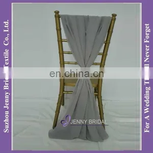 SH043J Chiffon Ruffled Chair Cover Cheap Wedding Blush Chair Sashes thumbnail-6