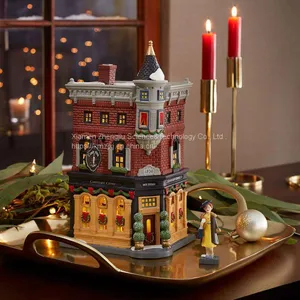 X\'mas LED Lights Christmas House Customized European-style Creative Christmas Decoration House LED Night Light Simulation Cookie House Resin Crafts Decoration thumbnail-1