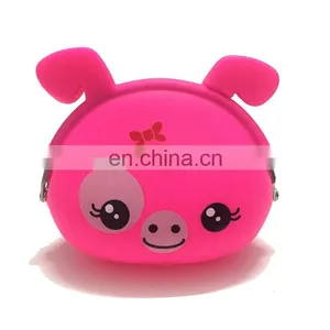 Customized Women Gentle Cartoon Piggy Coin Bank Case Metal Clip Silicone Wallet Purse thumbnail-2