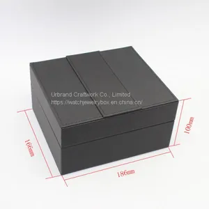 Black PU Leather Watch Box With Custom Insert for Holding Watch, Watch Strap, Warranty Card thumbnail-4