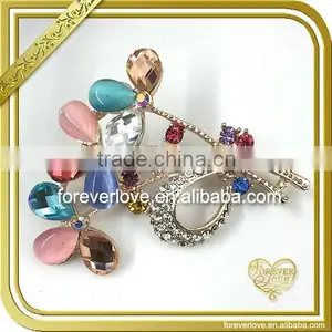 Stunning Color Mixed up Stones Bulk Diamond Crystal Brooch for Sale FB046 thumbnail-1