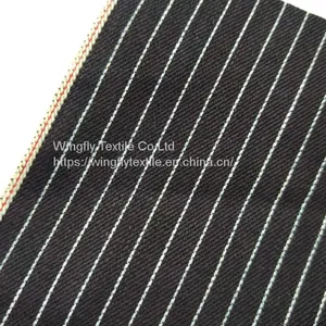 11oz Black Selvage Jeans Sale Pinstripe Denim Fabric W191918-1 thumbnail-2