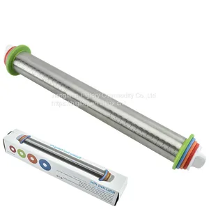Adjustable Rolling Pin With Thickness Rings Measurement Pastry Rolling Pin for Baking Cookie Dough Roller Pizza Pastry thumbnail-5