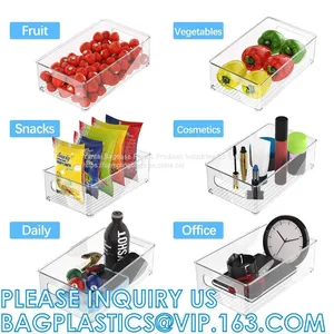 Hot Selling Transparent Plastic Pet Kitchen Stackable Storage Box Bins Container Set Refrigerator Drawer Fridge Organizer thumbnail-4