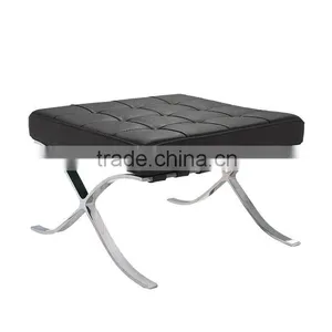 Replica Italian Genuine Leather Black Color Barcelona Ottoman by Ludwing Mies Van Der Rohe thumbnail-1