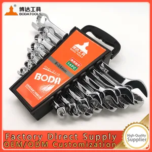 BODA 14-Piece High-quality. Combination Wrench Set for Sale, ChromeVanadium Steel, Long Pattern DesignInclude Metric Sizes 8mm-24mm With Storage Rack thumbnail-1