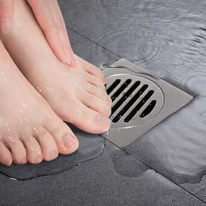 Modern 4 Inch Square Full Brass Main Body Floor Drain Factory Price Insect Proof Backflow Proof for Kitchen Bathroom Shower thumbnail-4