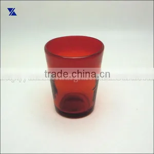 Red Colour Glass Tumbler, Juice Glass Drinking Glass Hand Blown thumbnail-1