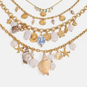18K Gold Plated Stainless Steel CZ Tassel Necklace & Bracelet DIY Charm thumbnail-4